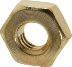 Value Collection - #8-32 UNC Brass Right Hand Machine Screw Hex Nut - 11/32" Across Flats, 1/8" High, Uncoated - Best Tool & Supply