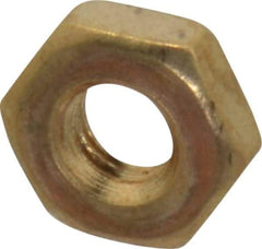 Value Collection - #10-32 UNF Brass Right Hand Machine Screw Hex Nut - 3/8" Across Flats, 1/8" High, Uncoated - Best Tool & Supply