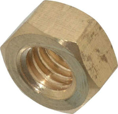 Value Collection - 5/16-18 UNC Brass Right Hand Hex Nut - 1/2" Across Flats, 17/64" High, Uncoated - Best Tool & Supply