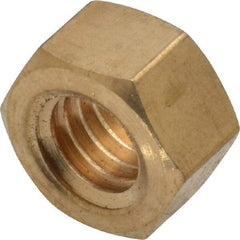 Value Collection - 3/8-16 UNC Brass Right Hand Hex Nut - 9/16" Across Flats, 21/64" High, Uncoated - Best Tool & Supply