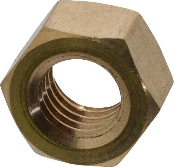 Value Collection - 1/2-13 UNC Brass Right Hand Hex Nut - 3/4" Across Flats, 7/16" High, Uncoated - Best Tool & Supply