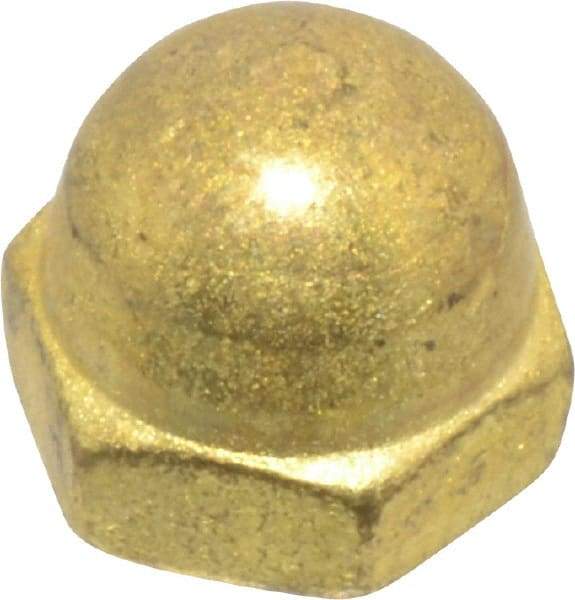 Value Collection - #6-32 UNC, 5/16" Width Across Flats, Uncoated, Brass Acorn Nut - 1/4" Overall Height - Best Tool & Supply