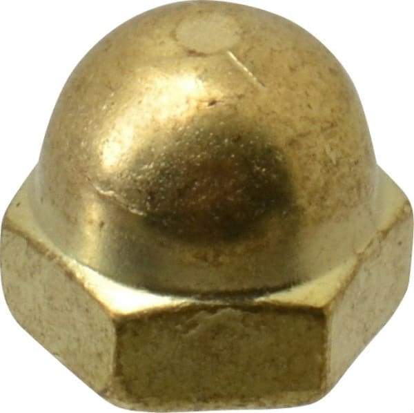 Value Collection - #8-32 UNC, 5/16" Width Across Flats, Uncoated, Brass Acorn Nut - 1/4" Overall Height - Best Tool & Supply