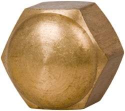 Value Collection - 1/2-13" UNC, 3/4" Width Across Flats, Uncoated, Brass Acorn Nut - 9/16" Overall Height - Best Tool & Supply