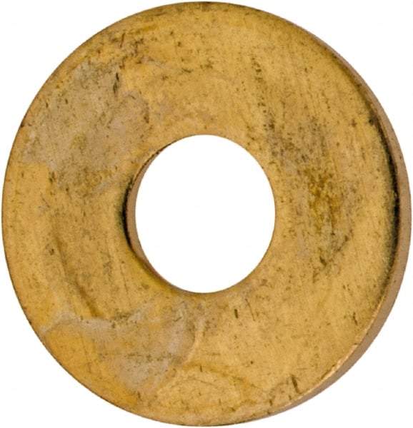 Value Collection - #6 Screw, Brass Standard Flat Washer - 0.147" ID x 3/8" OD, 0.032" Thick, Plain Finish - Best Tool & Supply