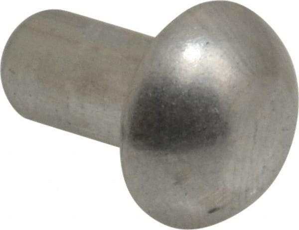RivetKing - 1/4" Body Diam, Round Uncoated Aluminum Solid Rivet - 1/2" Length Under Head, Grade 1100F - Best Tool & Supply