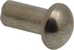 RivetKing - 1/8" Body Diam, Round Uncoated Stainless Steel Solid Rivet - 1/4" Length Under Head, Grade 18-8 - Best Tool & Supply