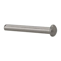 RivetKing - 1/8" Body Diam, Round Uncoated Stainless Steel Solid Rivet - 1" Length Under Head, Grade 18-8 - Best Tool & Supply