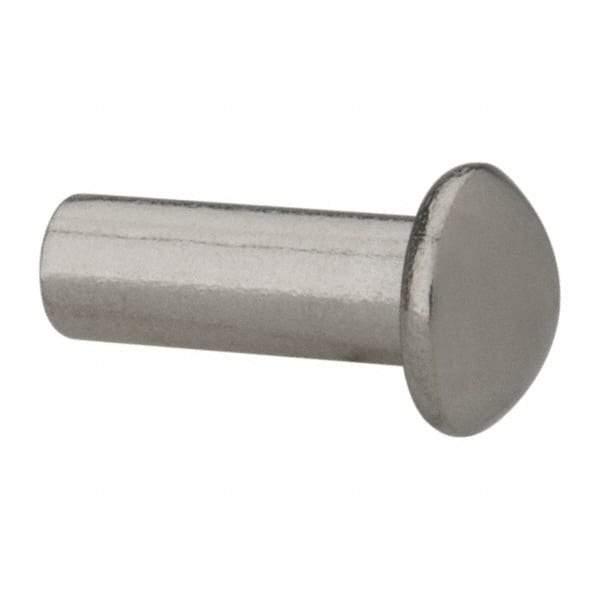 RivetKing - 3/16" Body Diam, Round Uncoated Stainless Steel Solid Rivet - 1/2" Length Under Head, Grade 18-8 - Best Tool & Supply