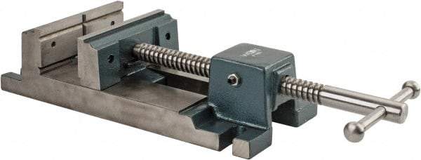 Wilton - 6-3/4" Jaw Opening Capacity x 2-1/8" Throat Depth, Horizontal Drill Press Vise - 6" Wide x 2-1/8" High Jaw, Stationary Base, Rapid Action, 17.1" OAL x 4.3" Overall Height, Cast Iron - Best Tool & Supply