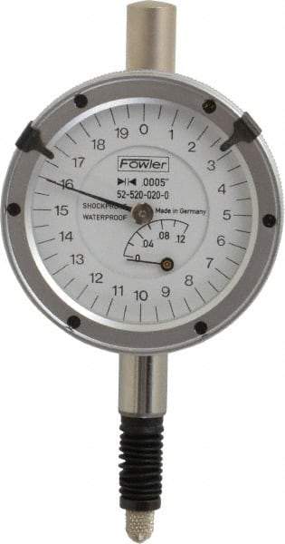 Fowler - 1/8" Range, 0-20-0 Dial Reading, 0.0005" Graduation Dial Drop Indicator - Revolution Counter - Best Tool & Supply