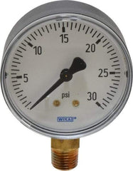 Wika - 2-1/2" Dial, 1/4 Thread, 0-30 Scale Range, Pressure Gauge - Lower Connection Mount, Accurate to 3-2-3% of Scale - Best Tool & Supply