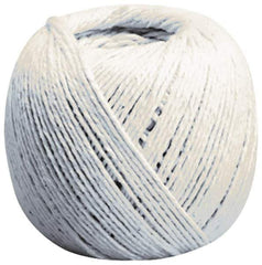 Made in USA - 0.54 Inch Diameter, 10 Ply, Cotton Twine Spool - 25 Lbs. Breaking Strength, White, 2,016 Ft. per Lb. - Best Tool & Supply