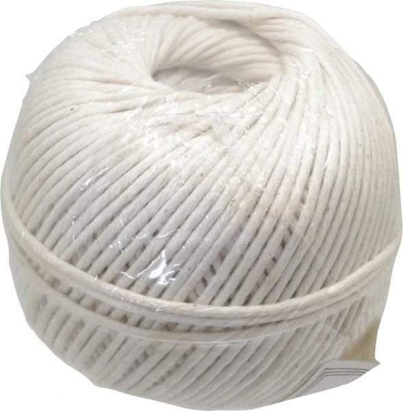 Made in USA - 0.08 Inch Diameter, Cotton Twine Ball - 82 Lbs. Breaking Strength, White, 610 Ft. per Lb. - Best Tool & Supply