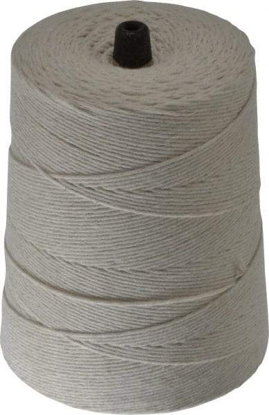 Made in USA - 0.62 Inch Diameter, 12 Ply, Cotton Twine Spool - 30 Lbs. Breaking Strength, White, 1,680 Ft. per Lb. - Best Tool & Supply