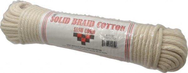 Made in USA - 100' Max Length Cotton Solid Braided Cotton Cord with Reinforced Core - Best Tool & Supply