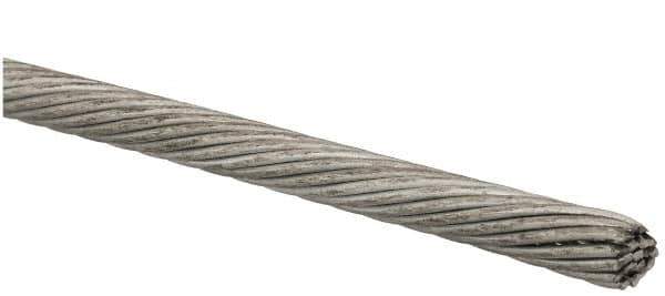 Value Collection - 1/8" Diam, Aircraft Cable Wire - 2,100 Lb Breaking Strength, 1 x 19 Single Strand - Best Tool & Supply