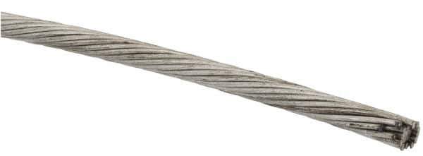 Value Collection - 3/16" Diam, Aircraft Cable Wire - 4,700 Lb Breaking Strength, 1 x 19 Single Strand - Best Tool & Supply