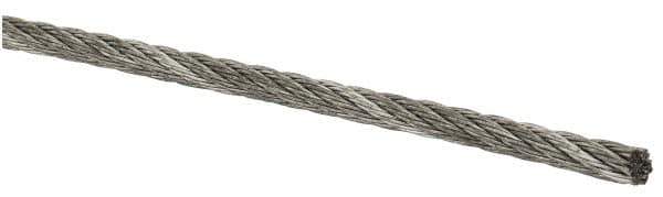 Lift-All - 1/16" Diam, Aircraft Cable Wire - 480 Lb Breaking Strength, 7 x 7 Strand Core - Best Tool & Supply