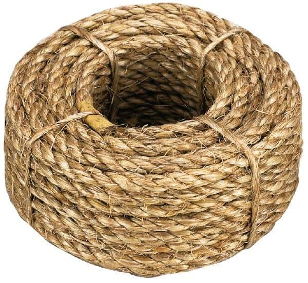 Value Collection - 100' Max Length Manila Rope - 1/4" Diam, 67 Lb Capacity - Best Tool & Supply