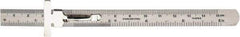 SPI - 6" Long, 1/64" Decimal Equivalency Table and 1mm Graduation, Flexible Stainless Steel Rule - English/Metric Graduation Style, 1/2" Wide, Silver, Polished Finish - Best Tool & Supply