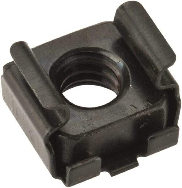 Value Collection - 1/4-20 Screw, 0.064 to 0.105" Thick, Spring Steel Cage Nut - 3/8" Center Edge, Black Phosphate Finish - Best Tool & Supply