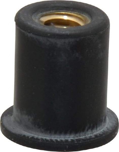 Au-Ve-Co Products - 1/4-20, 5/8" Diam x 0.051" Thick Flange, Rubber Insulated Rivet Nut - UNC Thread, Neoprene, 19/32" Long x 1/2" Body Diam, 0.641" OAL - Best Tool & Supply