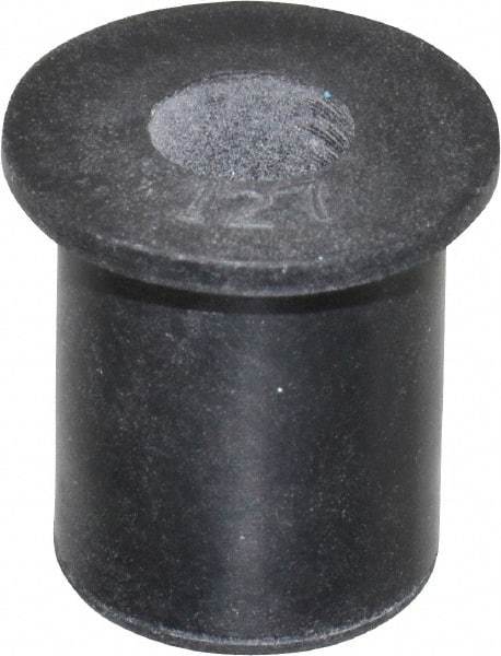 Au-Ve-Co Products - M6x1.00, 0.63" Diam x 0.051" Thick Flange, Rubber Insulated Rivet Nut - Metric Coarse Thread, Neoprene, 0.579" Long x 1/2" Body Diam, 0.63" OAL - Best Tool & Supply