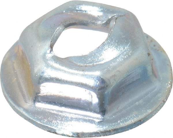 Value Collection - 1/8" Hole Diam, 7/16" OD, 5/16" Width Across Flats Washer Lock Nut - Zinc-Plated Spring Steel, For Use with Non Threaded Fasteners - Best Tool & Supply