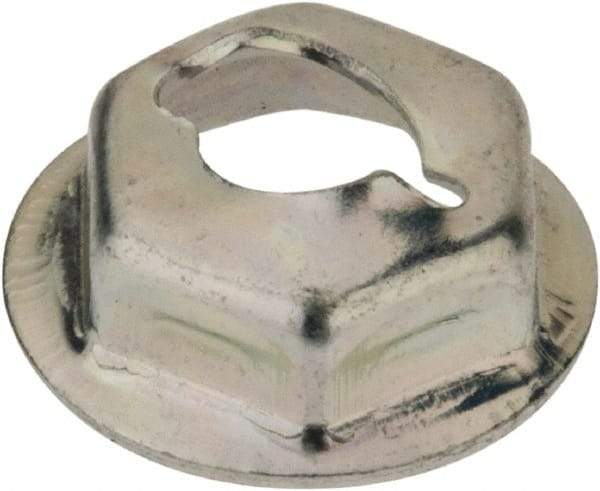 Au-Ve-Co Products - 3/16" Hole Diam, 1/2" OD, 3/8" Width Across Flats Washer Lock Nut - Zinc-Plated Spring Steel, For Use with Non Threaded Fasteners - Best Tool & Supply