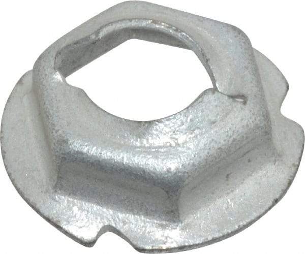 Au-Ve-Co Products - 1/4" Hole Diam, 19/32" OD, 7/16" Width Across Flats Washer Lock Nut - Zinc-Plated Spring Steel, For Use with Non Threaded Fasteners - Best Tool & Supply