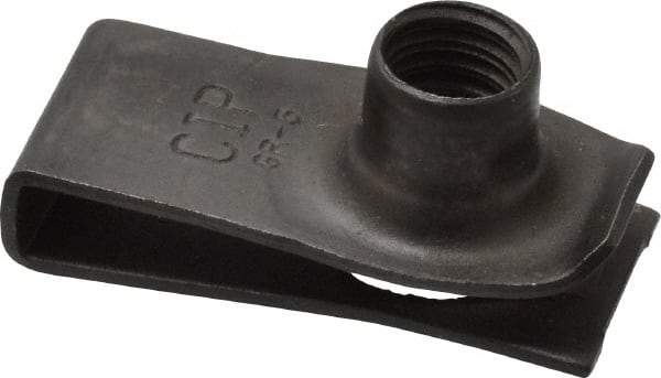 Au-Ve-Co Products - 5/16-18 Screw, 0.025 to 0.15" Thick, Spring Steel Extruded Tapped Hole U Nut - 27/32" Center Edge, Black Phosphate Finish - Best Tool & Supply