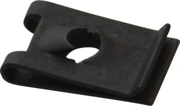 Value Collection - #10 Screw, 0.025 to 0.064" Thick, Spring Steel Standard U Nut - 3/8" Center Edge, Black Phosphate Finish - Best Tool & Supply