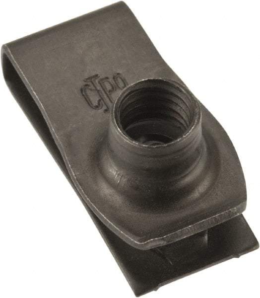 Value Collection - M8x1.25 Screw, 0.8 to 4.5mm Thick, Spring Steel Extruded Tapped Hole U Nut - 13/16" Center Edge, Black Phosphate Finish - Best Tool & Supply