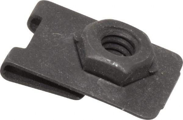 Value Collection - 1/4-20 Screw, 0.032 to 0.093" Thick, Spring Steel J Nut Retainer - 1/2" Center Edge, Black Phosphate Finish - Best Tool & Supply