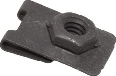 Value Collection - 1/4-20 Screw, 0.032 to 0.093" Thick, Spring Steel J Nut Retainer - 1/2" Center Edge, Black Phosphate Finish - Best Tool & Supply