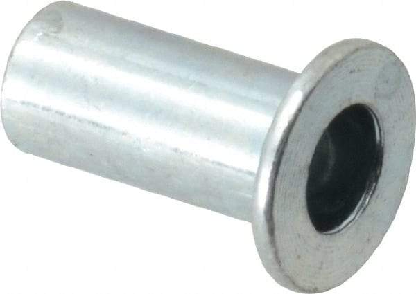 Value Collection - #10-32, 0.01 to 0.08" Grip, Steel Standard Rivet Nut - Drill Size Letter F, Flat Head - Best Tool & Supply