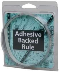 Made in USA - 6 Ft. Long x 1/2 Inch Wide, 1/16 Inch Graduation, Silver, Mylar Adhesive Tape Measure - Reads Right to Left, Horizontal Scale - Best Tool & Supply