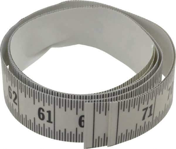 Made in USA - 6 Ft. Long x 1-1/4 Inch Wide, 1/16 Inch Graduation, Clear, Mylar Adhesive Tape Measure - Reads Right to Left, Horizontal Scale - Best Tool & Supply