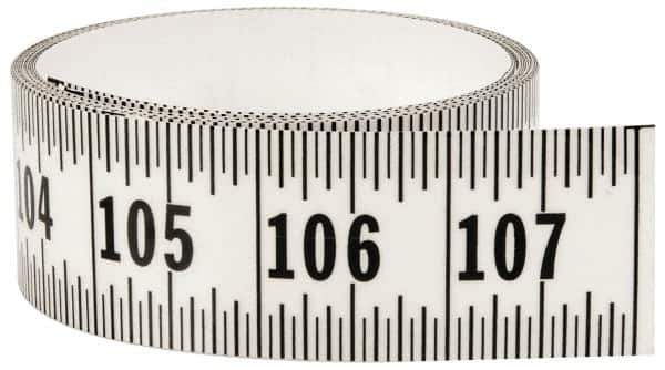 Made in USA - 9 Ft. Long x 1-1/4 Inch Wide, 1/16 Inch Graduation, Clear, Mylar Adhesive Tape Measure - Reads Left to Right, Horizontal Scale - Best Tool & Supply