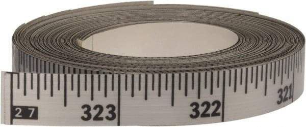 Made in USA - 30 Ft. Long x 1/2 Inch Wide, 1/16 Inch Graduation, Silver, Mylar Adhesive Tape Measure - Reads Right to Left, Horizontal Scale - Best Tool & Supply