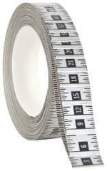 Made in USA - 60 Ft. Long x 1 Inch Wide, 1/16 Inch Graduation, Silver, Mylar Adhesive Tape Measure - Reads Right to Left, Horizontal Scale - Best Tool & Supply