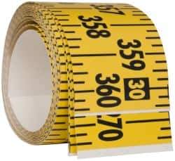 Made in USA - 30 Ft. Long x 3 Inch Wide, 1/4 Inch Graduation, Yellow, Mylar Adhesive Tape Measure - Reads Left to Right, Horizontal Scale - Best Tool & Supply