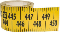 Made in USA - 45 Ft. Long x 3 Inch Wide, 1/4 Inch Graduation, Yellow, Mylar Adhesive Tape Measure - Reads Left to Right, Horizontal Scale - Best Tool & Supply