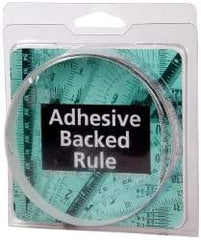 Made in USA - 2 m Long x 1/2 Inch Wide, 1/16 Inch Graduation, White, Mylar Adhesive Tape Measure - Reads Left to Right, Horizontal Scale - Best Tool & Supply