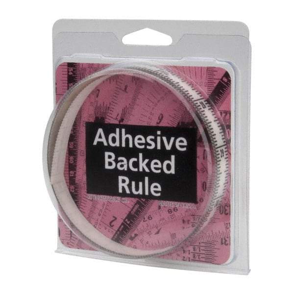 Made in USA - 3 Ft. Long x 1/2 Inch Wide, 1/16 Inch Graduation, Clear, Mylar Adhesive Tape Measure - Reads Top to Bottom, Vertical Rules - Best Tool & Supply