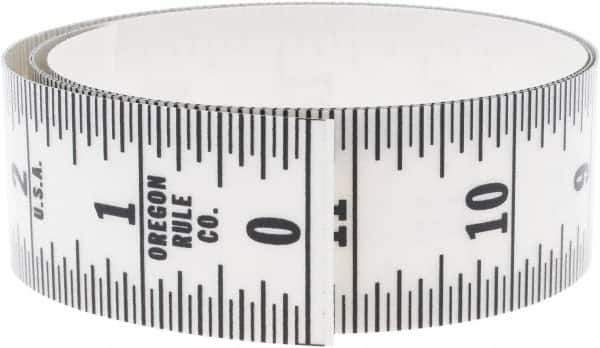 Made in USA - 3 Ft. Long x 1-1/4 Inch Wide, 1/16 Inch Graduation, Clear, Mylar Adhesive Tape Measure - Reads Bottom to Top, Vertical Rules - Best Tool & Supply