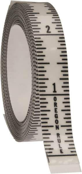 Made in USA - 9 Ft. Long x 1/2 Inch Wide, 1/16 Inch Graduation, Clear, Mylar Adhesive Tape Measure - Reads Bottom to Top, Vertical Rules - Best Tool & Supply