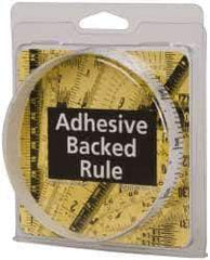 Made in USA - 3 Ft. Long x 1/2 Inch Wide, 1/10 Inch Graduation, White, Mylar Adhesive Tape Measure - Reads Bottom to Top, Vertical Rules - Best Tool & Supply