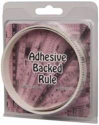 Made in USA - 6 Ft. Long x 1/2 Inch Wide, 1/10 Inch Graduation, White, Mylar Adhesive Tape Measure - Reads Top to Bottom, Vertical Rules - Best Tool & Supply